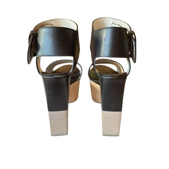 Celine Slingback Platform Sandal Heels in Black Leather Size 36 1/2 - Picture 3 of 6